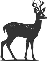 Black roe deer wild animal vector drawing silhouette