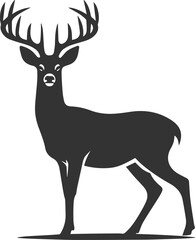Black roe deer wild animal vector drawing silhouette