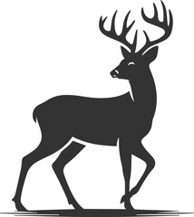 Black roe deer wild animal vector drawing silhouette