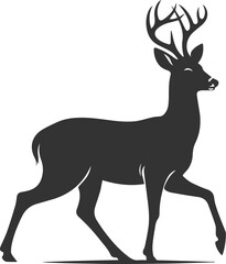 Black roe deer wild animal vector drawing silhouette