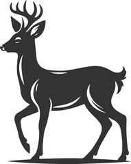 Black roe deer wild animal vector drawing silhouette