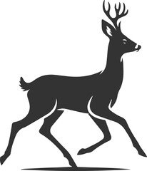 Black roe deer wild animal vector drawing silhouette