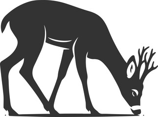 Black roe deer wild animal vector drawing silhouette