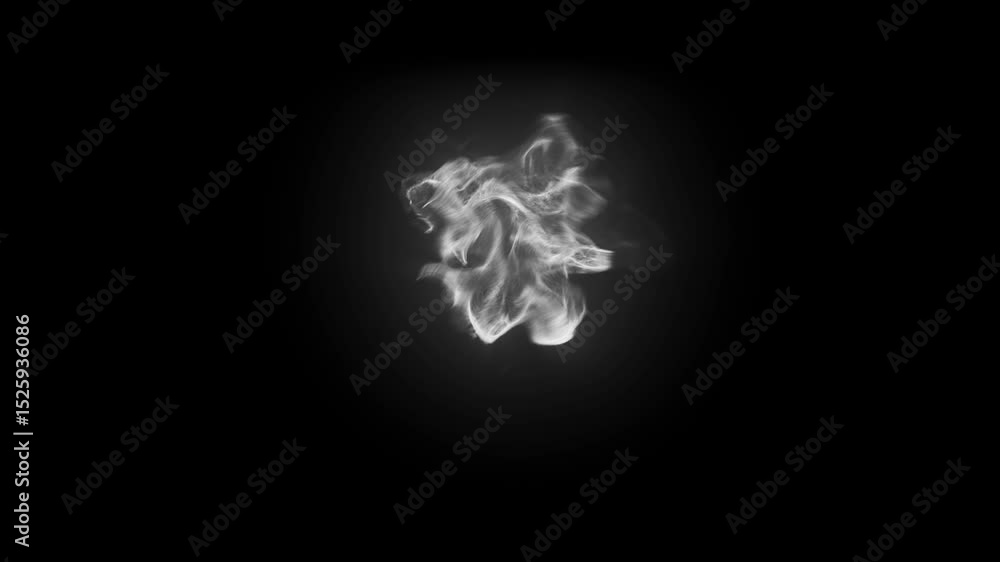 Poster abstract white smoke or ethereal energy form twists morphs and dissipates subtly on a black backgrou