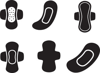 Simple Black and White Sanitary Napkin and Pad Icons