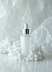 Cosmetic bottle, no label, on luxury background, white background

