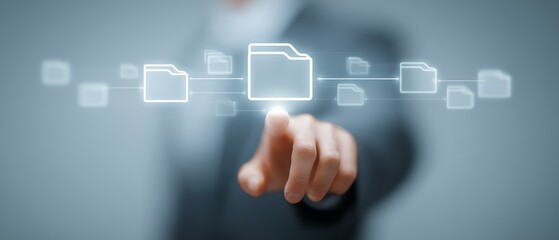 Digital file folder interface with digital file folder access and digital file folder management technology. Digital connection with virtual folder interface.