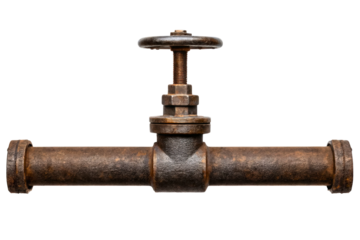 Vintage water valve isolated with transparent background