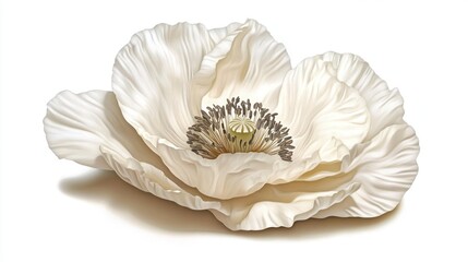 Elegant White Poppy Flower Bloom