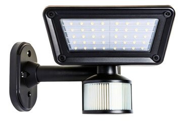 Bright LED security light designed for outdoor safety isolated with transparent background