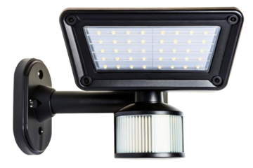 Bright LED security light designed for outdoor safety isolated with transparent background