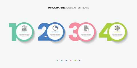 Fototapeta premium 4 process infographic arrows design template. Planning, Marketing, Strategy and Business presentation.