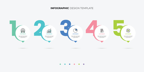5 process infographic arrows design template. Planning, Marketing, Strategy and Business presentation.