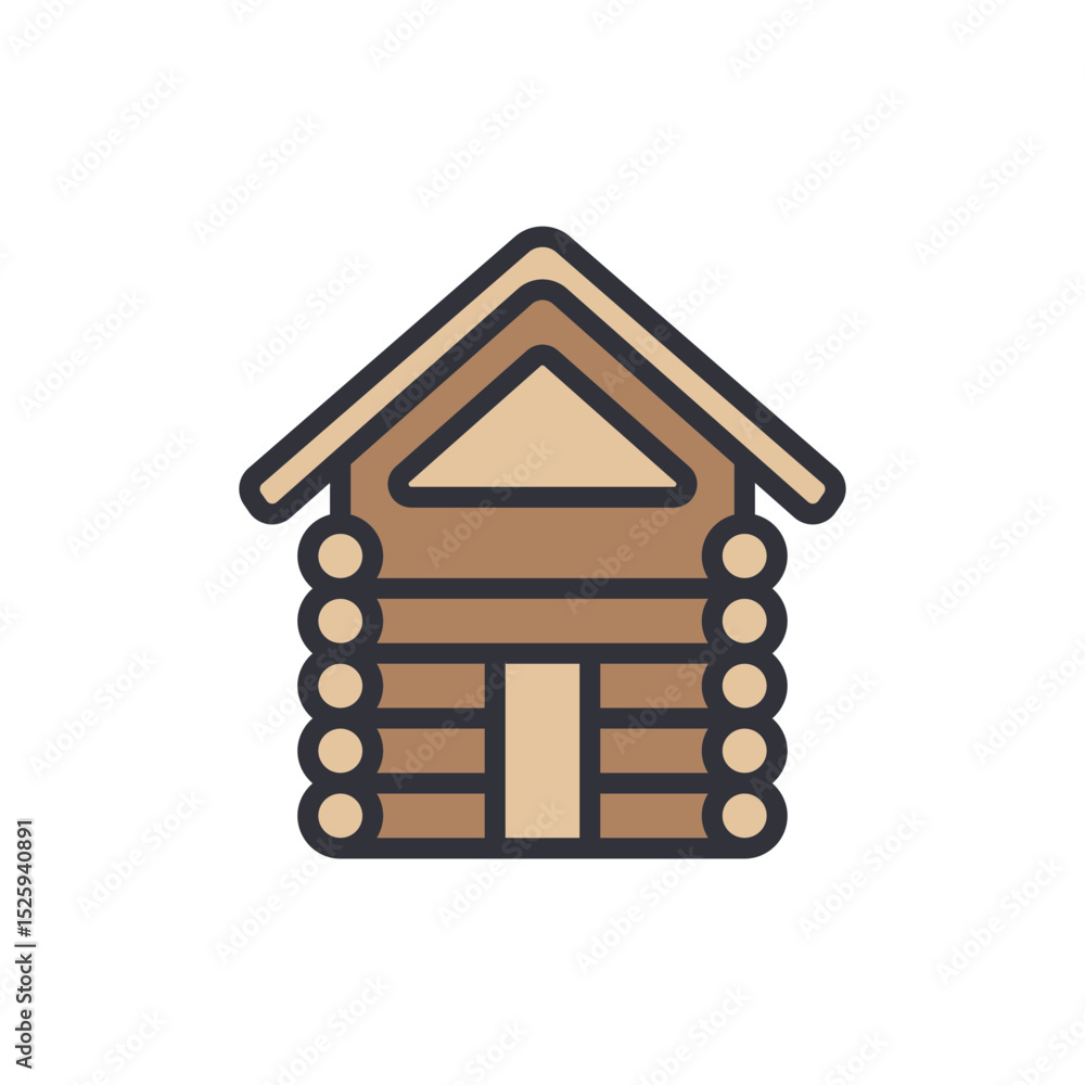 Aufkleber isolated rustic log cabin icon symbolizing serenity and wilderness escape