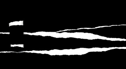 Torn White Paper with a Rough Edge on a Black Background