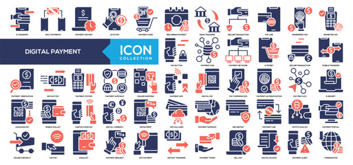 Digital Payment Glyph Color Icon Collection