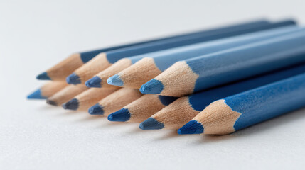 minimalistic arrangement of neatly placed colored pencils on light background