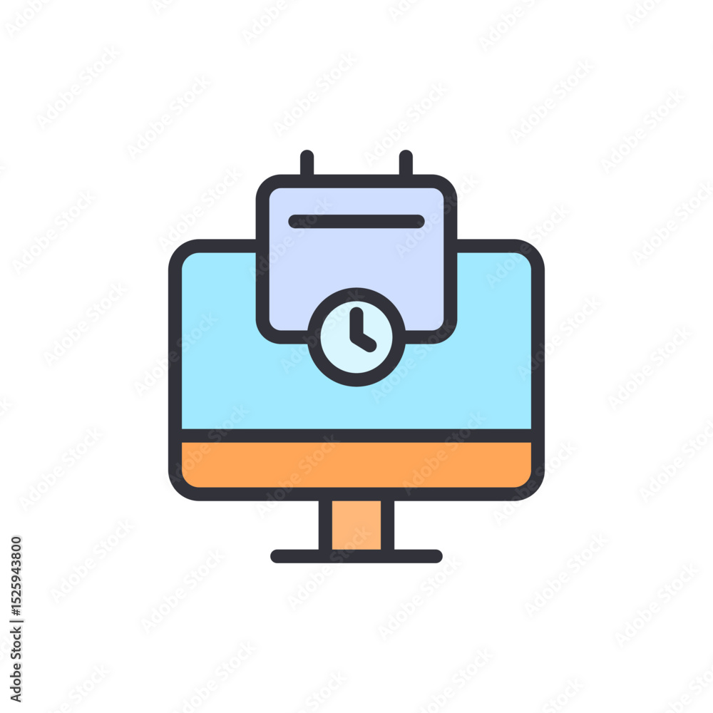Poster retro camera icon with rounded design elements on transparent style