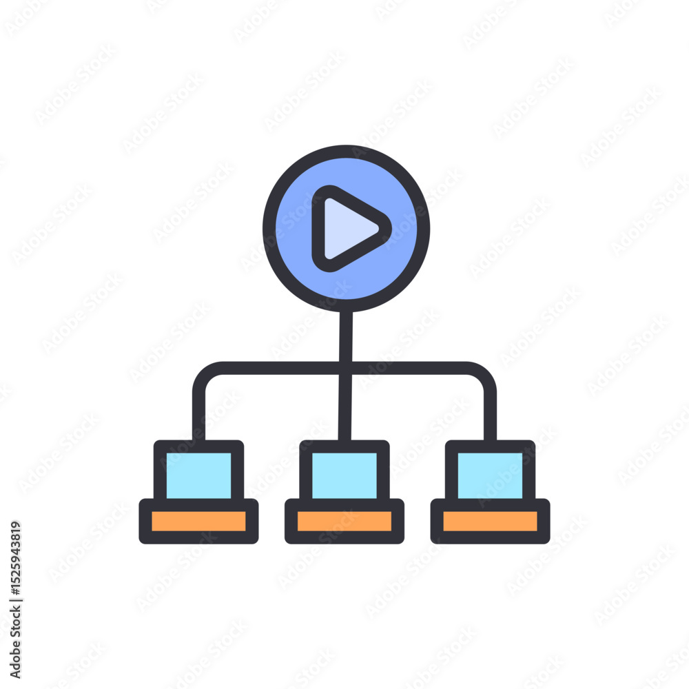 Poster stylized camera icon with rounded edges and a light color palette