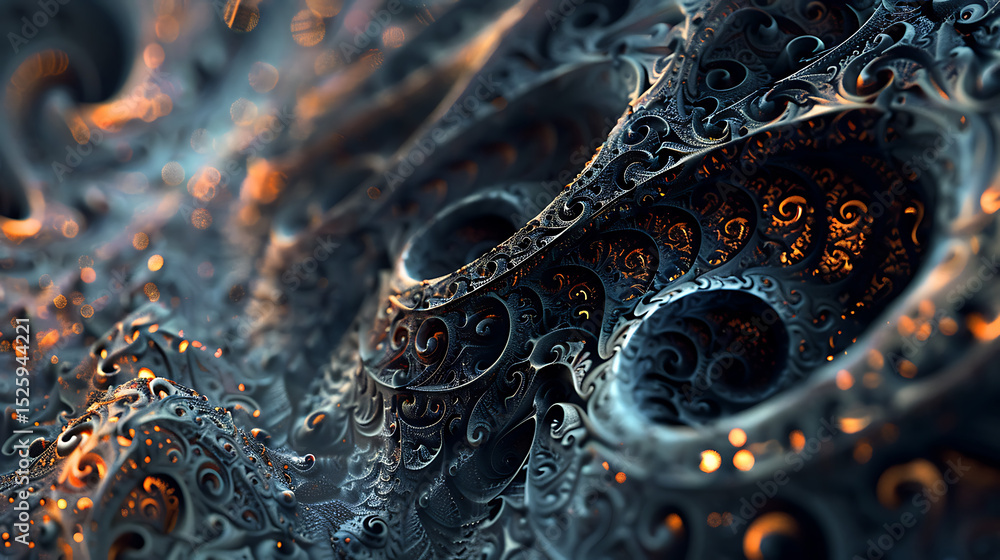 Poster an intricate abstract pattern with swirling designs and ornate details creates a mesmerizing and vis