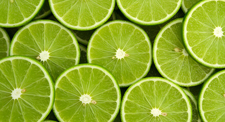 Freshly Sliced Limes on a Light Background