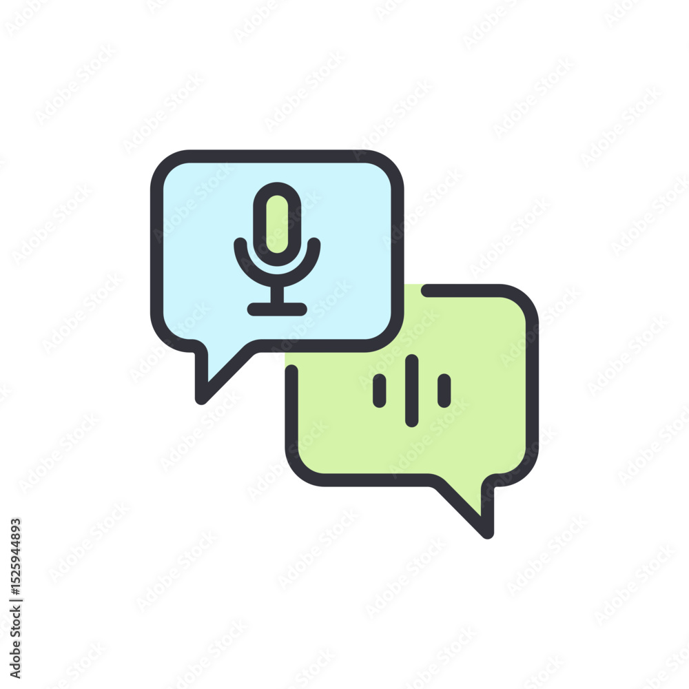 Poster speech recognition and voice assistant in colorful message bubbles