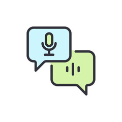 Speech Recognition And Voice Assistant In Colorful Message Bubbles
