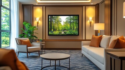 Serene Living Room with Nature-Inspired Decor