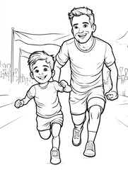 a cute child running with dad