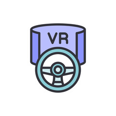Virtual Reality Experience Simulation With Steering Wheel Technology Icon