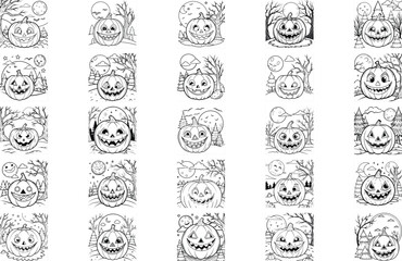 Twenty four halloween jack o lantern coloring pages