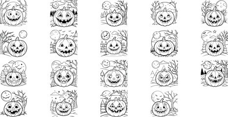 Twenty halloween jack olantern coloring pages