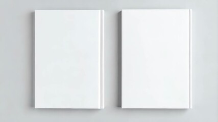 Two hardcover books with blank white covers ready for titles or designs, perfect for mockup or stationery presentation. - Powered by Adobe
