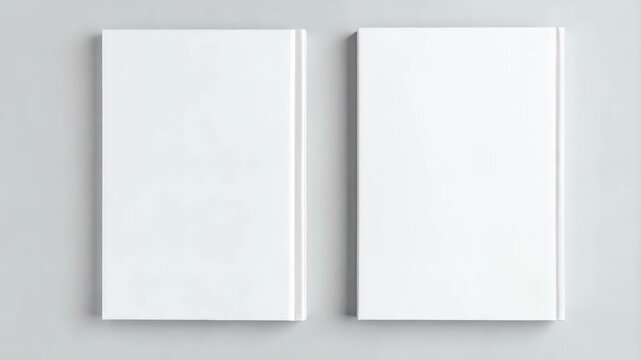 Two hardcover books with blank white covers ready for titles or designs, perfect for mockup or stationery presentation.