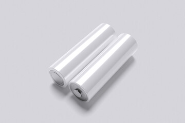 White A-A battery with grey background color for mockup template