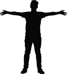 Silhouette of Man Standing with Arms Outstretched