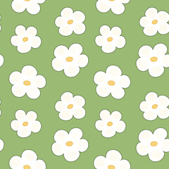 Seamless pattern made up of cute hand drawn flowers perfect for fabric and wall decoration.