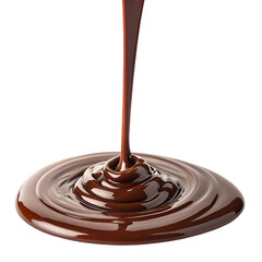 Melted chocolate flow isolated on white background