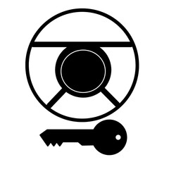 steering wheel lock ignition lock warning indicator light useful for automotive designs black silhouette.eps