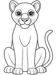 Panther Coloring Page Cute Black Cartoon Wildlife Design
