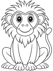 Black Spider Monkey Coloring Page Printable Fun Animal Illustration
