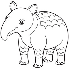 Brazilian Tapir Coloring Page Cute Wildlife Animal Illustration For Kids