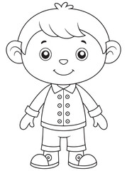 Cartoon Boy Coloring Page Printable Childrens Fun Art Illustration