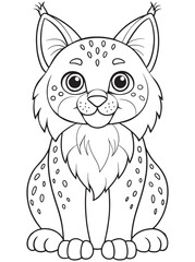 Canadian Lynx Coloring Page Adorable Wildcat Animal Illustration