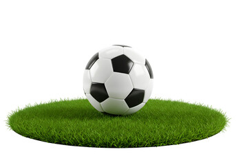 Fototapeta premium Grass with a soccer ball isolated on white or transparent background. PNG