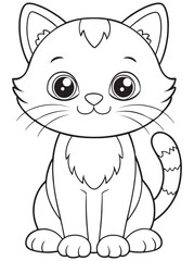 Cat Coloring Page Adorable Pet Animal Drawing For Kids
