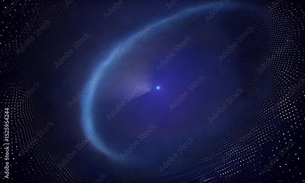 Poster abstract digital waves of glowing particles and energy flows with futuristic motion in a sci-fi insp