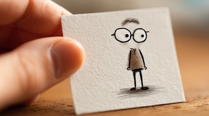 A stick figure wearing glasses or at an eye exam highlights the importance of caring for eyesight through regular checkups.
