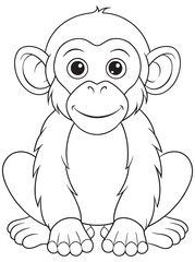 Chimpanzee Cartoon Coloring Page Printable Animal Illustration For Children