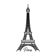 Fototapeta premium Eiffel Tower Icon – Symbol of Paris, France in Minimal Line Art